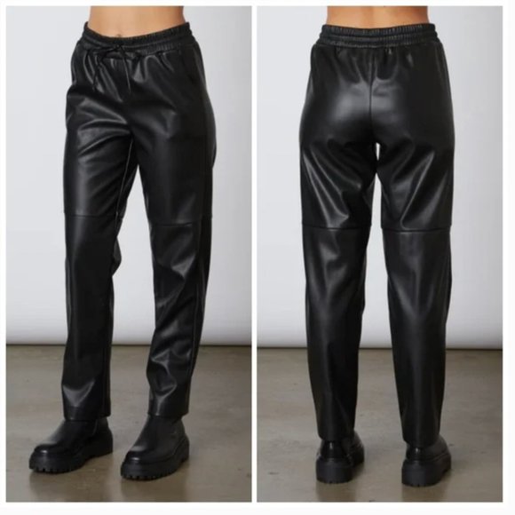 NIA Vegan Leather Baggy Drawstring Jogger Pants Black NWT Size XS - Picture 13 of 13